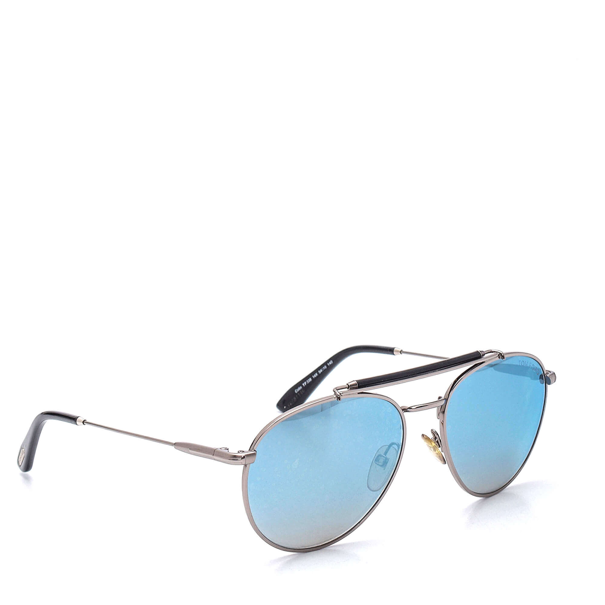 Tom Ford - Blue and Silver Metal Aviator Sunglasses